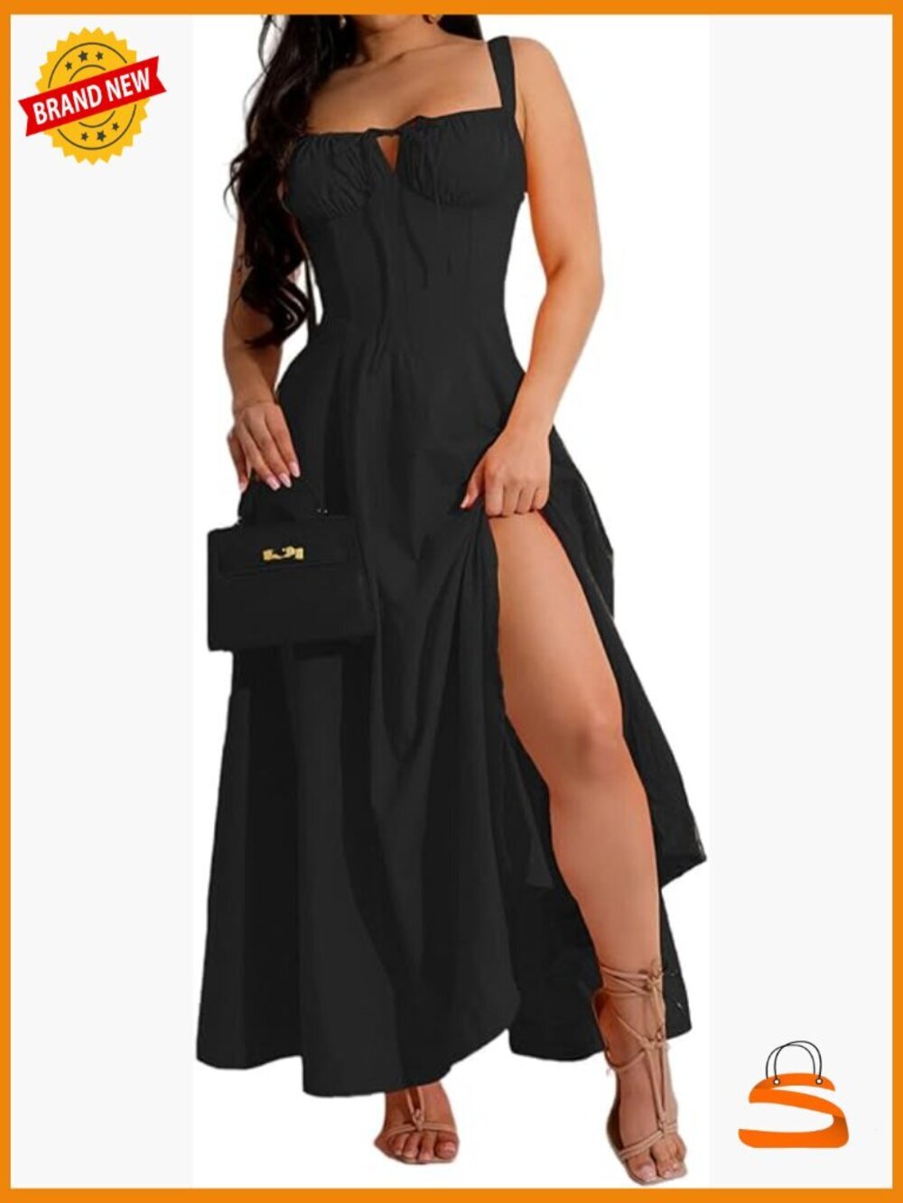 Milkmaid Corset Dress Spaghetti Strap Bustier A Line Slit Swing Flowy Beach